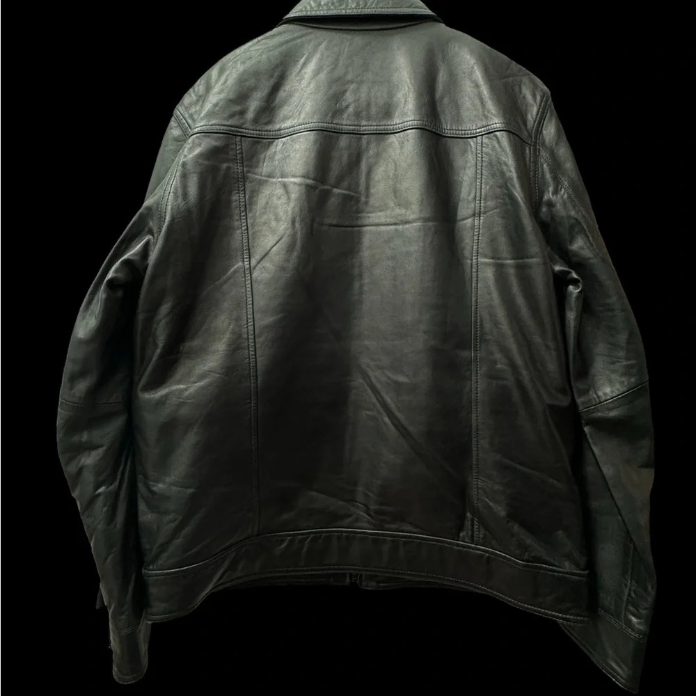 Perry Ellis Portfolio genuine leather Bomber jacket - Picture 2 of 5